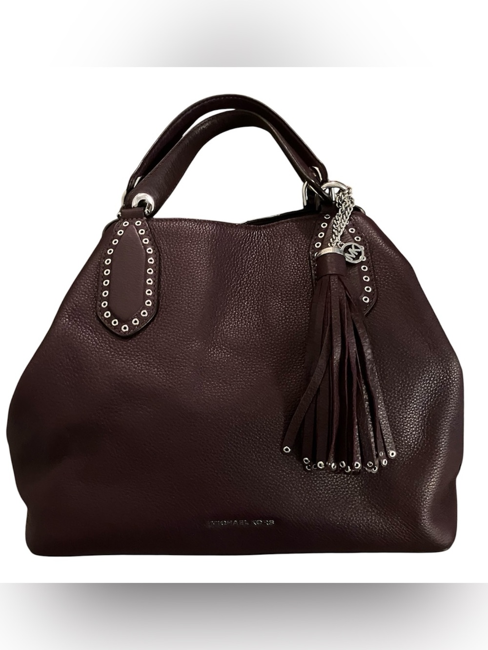 LIKE BRAND NEW!RARE HTF MICHAEL KORS BROOKLYN LARGE SATCHEL/TOTE BURUNDY/WINE